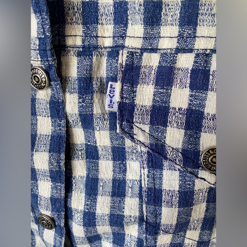 Vintage 60s 70s Levi's Blue and White Gingham Lite Jacket Flannel - Picture 8 of 9